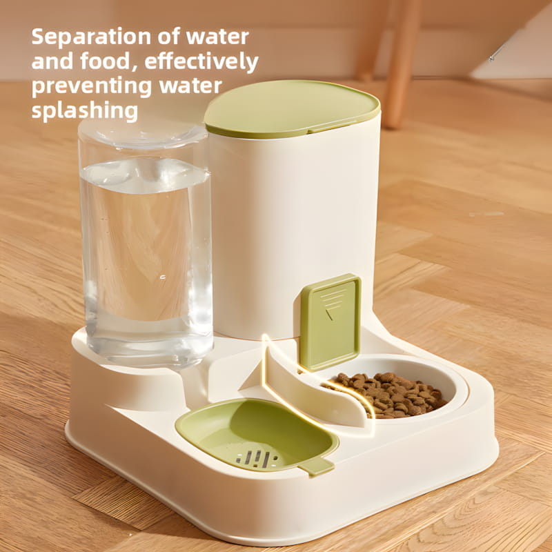2-in-1 Automatic Gravity Pet Feeder and Water Dispenser Set - Wet & Dry Separation Food Bowl for Cats & Dogs