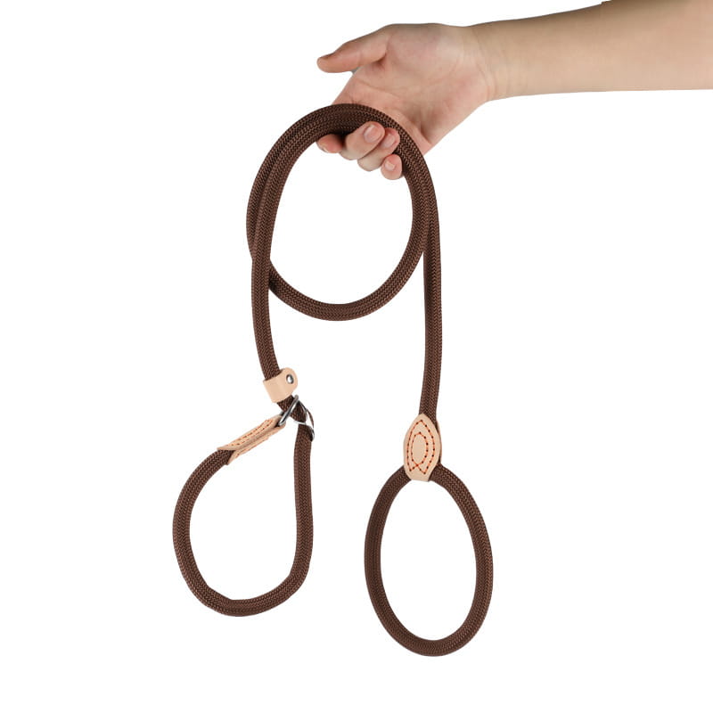 Macaron Color Heavy Duty Rope Slip Leash with Adjustable Leather Stopper for Dog Training