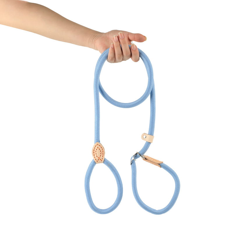 Macaron Color Heavy Duty Rope Slip Leash with Adjustable Leather Stopper for Dog Training