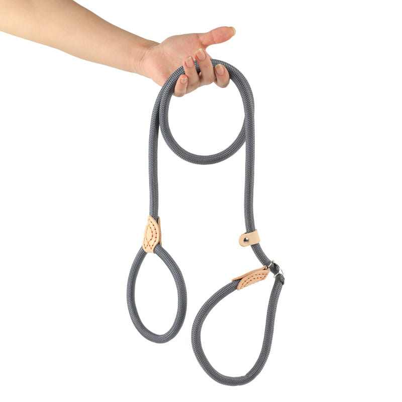 Macaron Color Heavy Duty Rope Slip Leash with Adjustable Leather Stopper for Dog Training