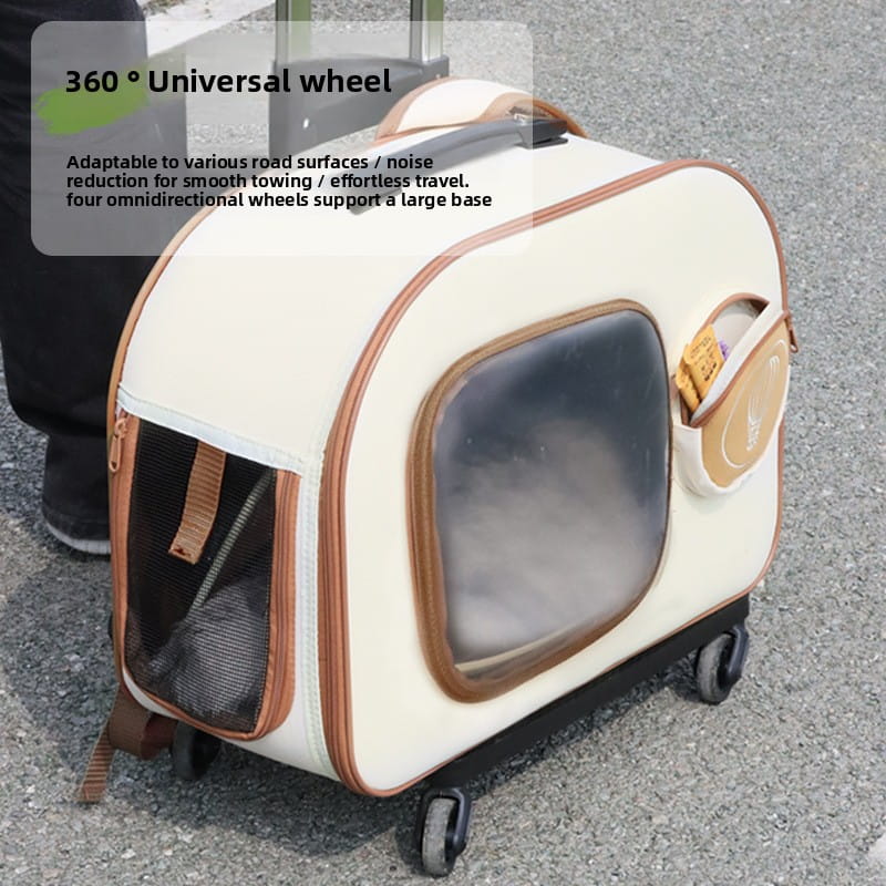 2-in-1 Canvas Pet Rolling Carrier & Backpack - Convertible Travel Trolley with Wheels (Up to 12.5kg)