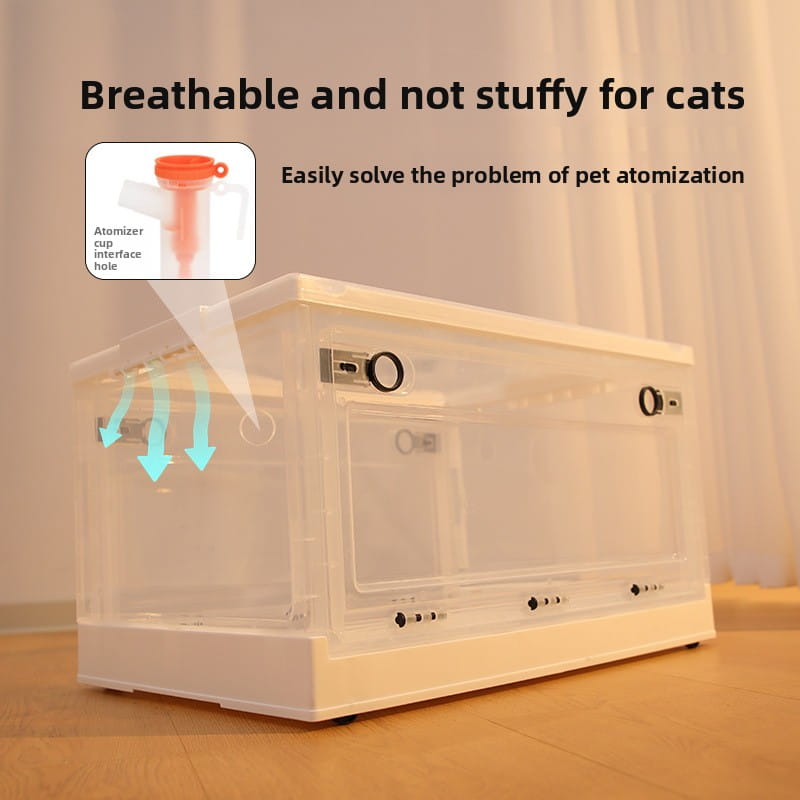 Foldable Pet Nebulizer Box & Oxygen Chamber - Transparent ICU Incubator for Cats & Dogs