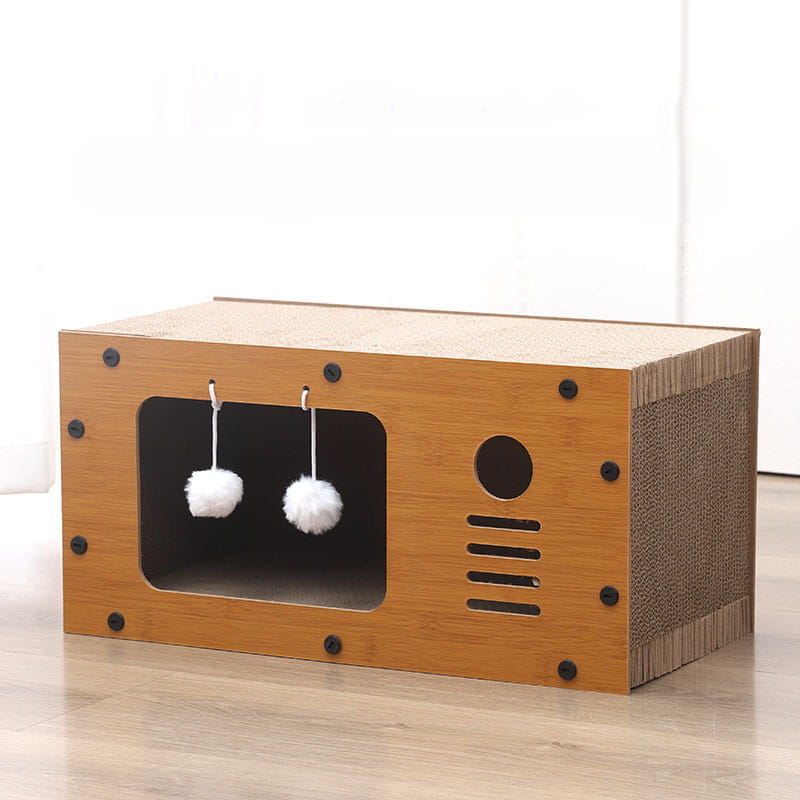 Premium Wooden Cat Scratcher House Series - Multi-Style Corrugated Cat Furniture & Condo