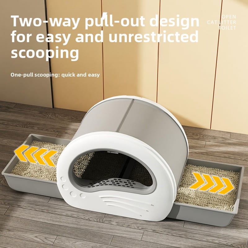 Jumbo Fully Enclosed Cat Litter Box with Pull-Out Drawer - Large Anti-Odor Cat Toilet