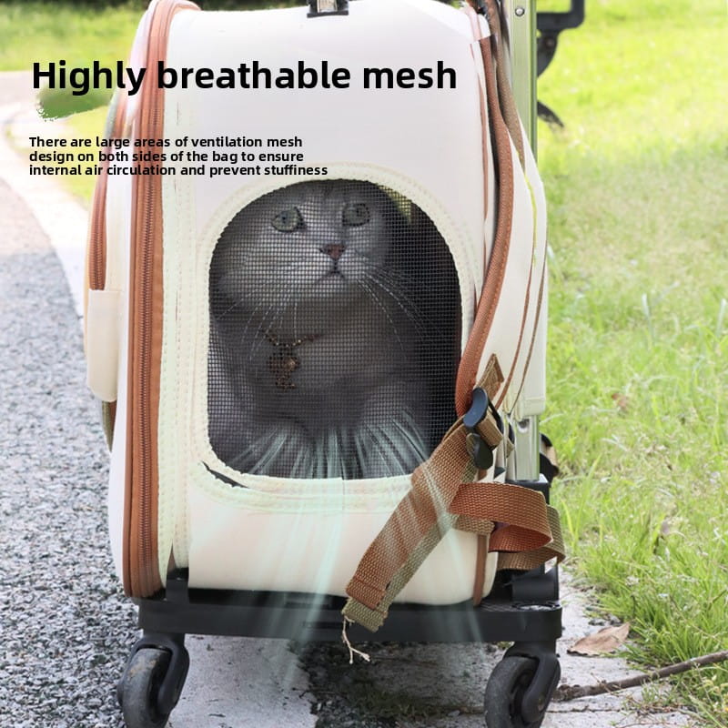 2-in-1 Canvas Pet Rolling Carrier & Backpack - Convertible Travel Trolley with Wheels (Up to 12.5kg)