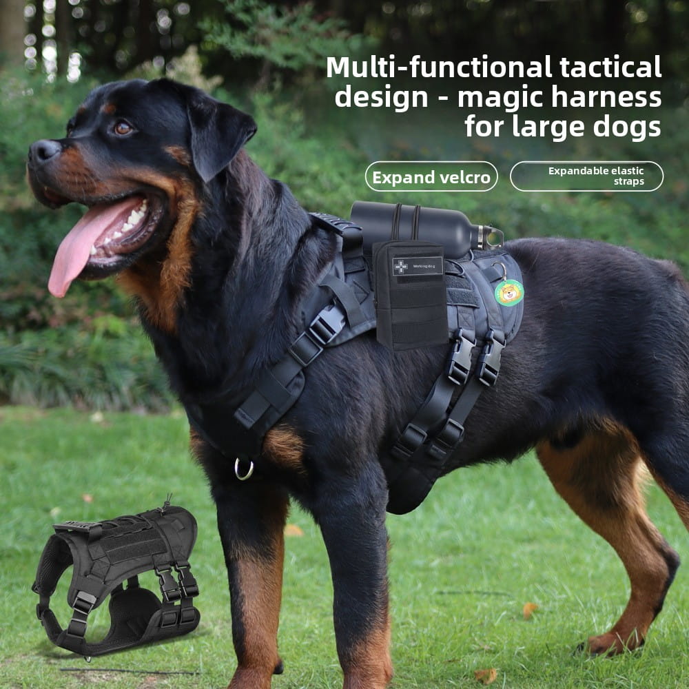 Adjustable Outdoor Dog Training Vest - Breathable Oxford Tactical Harness for Large Dogs (Hiking & Walking)