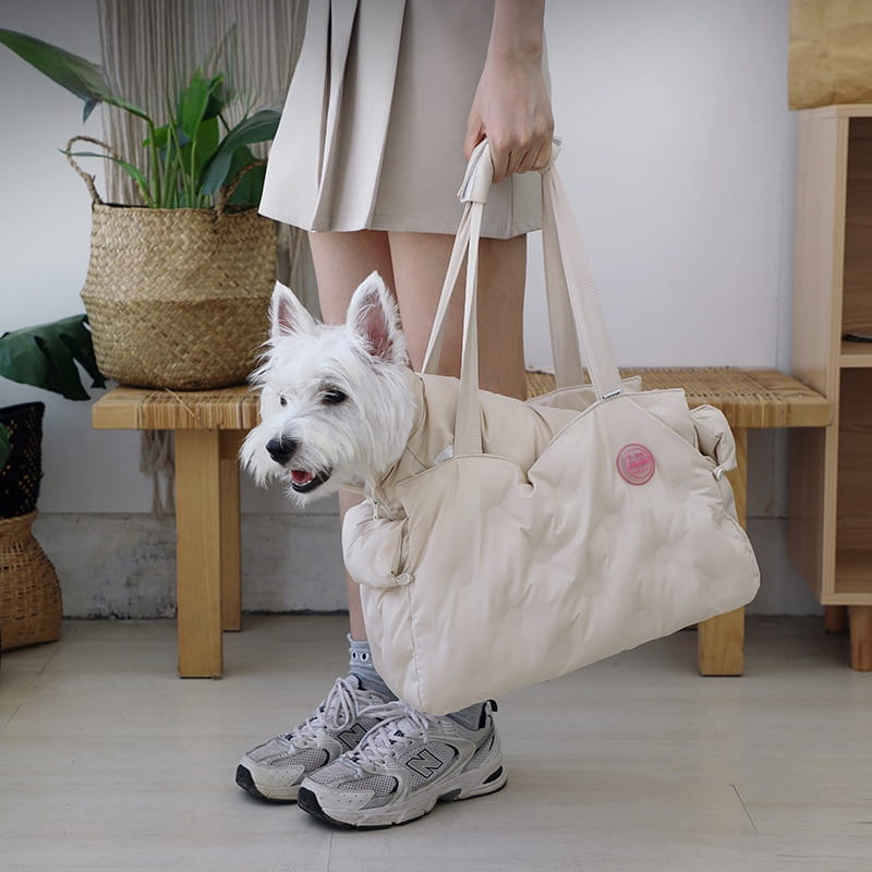 Soft Cloud Puffer Pet Carrier - Winter Warm Quilted Shoulder Bag for Cats & Small Dogs