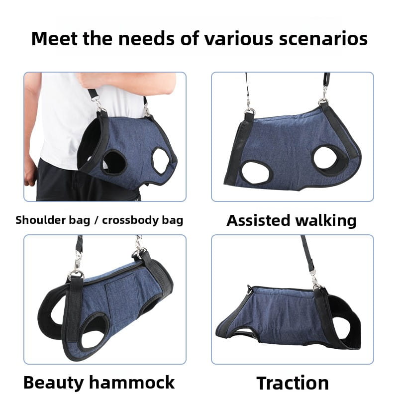 4-in-1 Multifunctional Pet Support Harness - Grooming Hammock, Walking Aid & Carrier Sling (Breathable Denim)