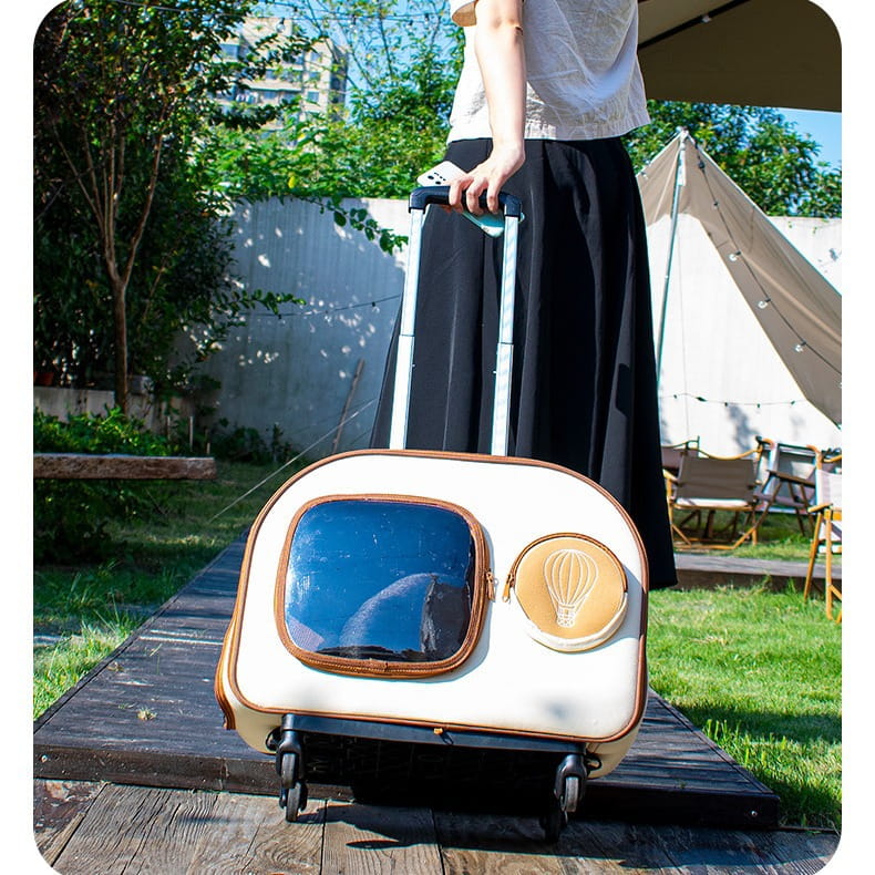 2-in-1 Canvas Pet Rolling Carrier & Backpack - Convertible Travel Trolley with Wheels (Up to 12.5kg)