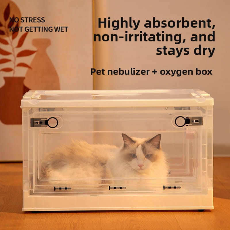 Foldable Pet Nebulizer Box & Oxygen Chamber - Transparent ICU Incubator for Cats & Dogs