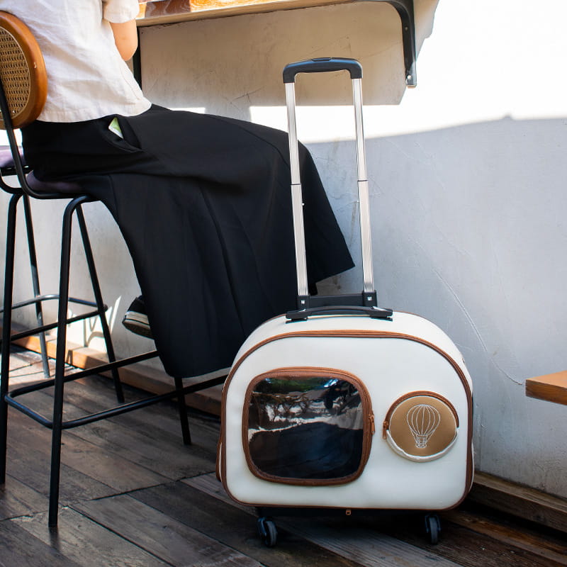 2-in-1 Canvas Pet Rolling Carrier & Backpack - Convertible Travel Trolley with Wheels (Up to 12.5kg)