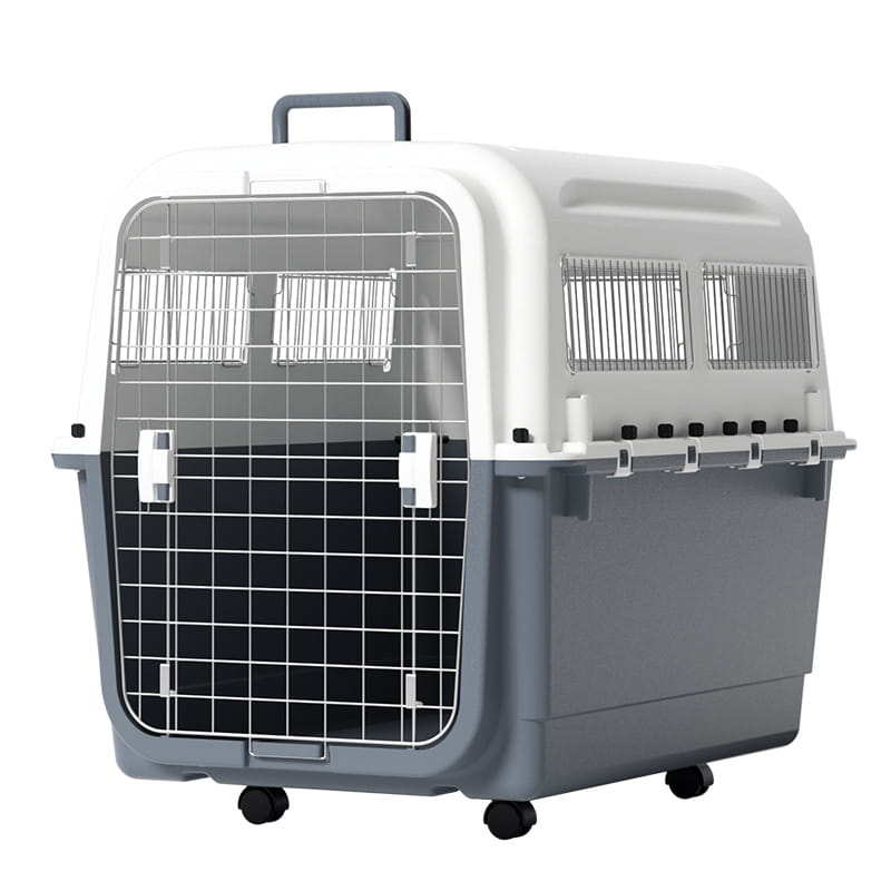 Portable Large Dog Kennel with Wheels - Breathable 4-Sided Ventilation & Impact Resistant Travel Cage
