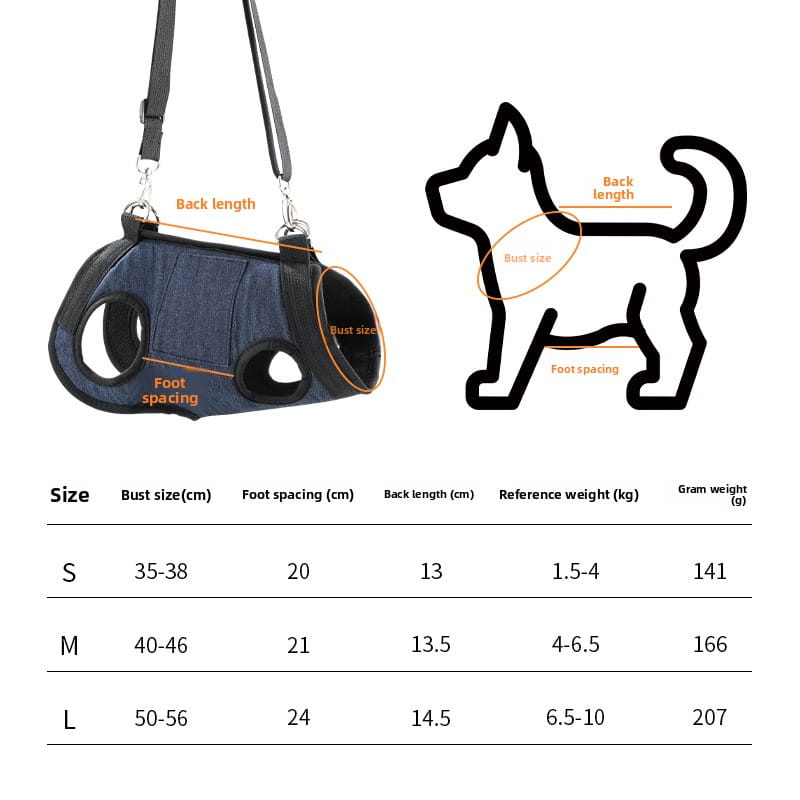 4-in-1 Multifunctional Pet Support Harness - Grooming Hammock, Walking Aid & Carrier Sling (Breathable Denim)