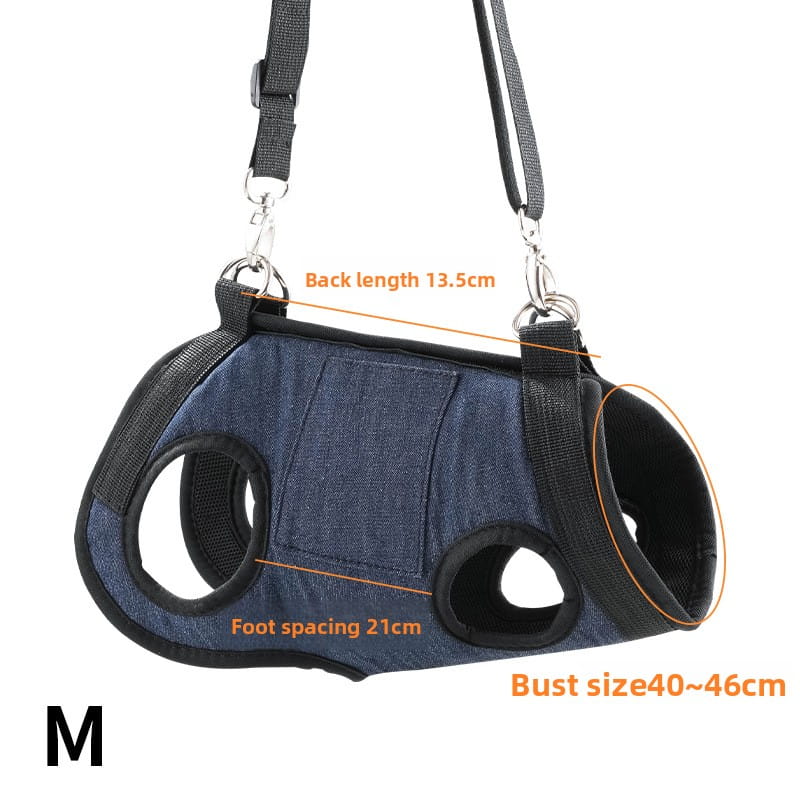 4-in-1 Multifunctional Pet Support Harness - Grooming Hammock, Walking Aid & Carrier Sling (Breathable Denim)