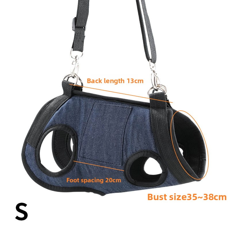 4-in-1 Multifunctional Pet Support Harness - Grooming Hammock, Walking Aid & Carrier Sling (Breathable Denim)