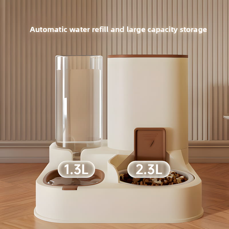 2-in-1 Automatic Gravity Pet Feeder and Water Dispenser Set - Wet & Dry Separation Food Bowl for Cats & Dogs