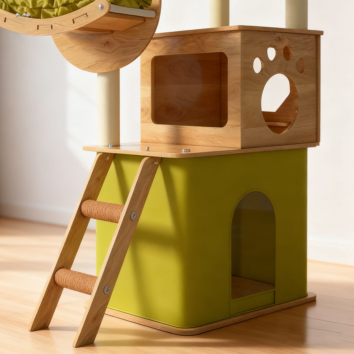 Modern Oxford Cloth Cat Tree Tower with Acrylic Space Capsule & Double Condos