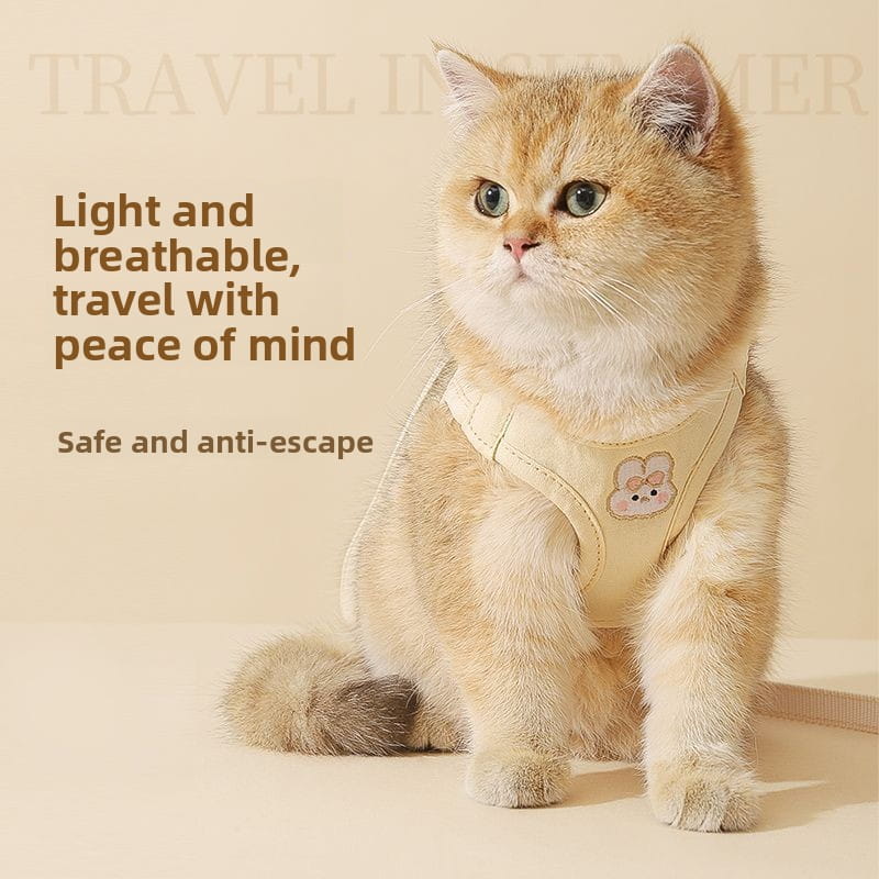 Cute Rabbit Embroidered Breathable Mesh Cat Harness & Leash Set - Escape Proof Vest (Limited Time Offer)