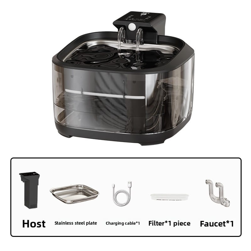 Cordless Automatic Cat Water Dispenser with Motion Sensor - Battery Life & Stainless Steel