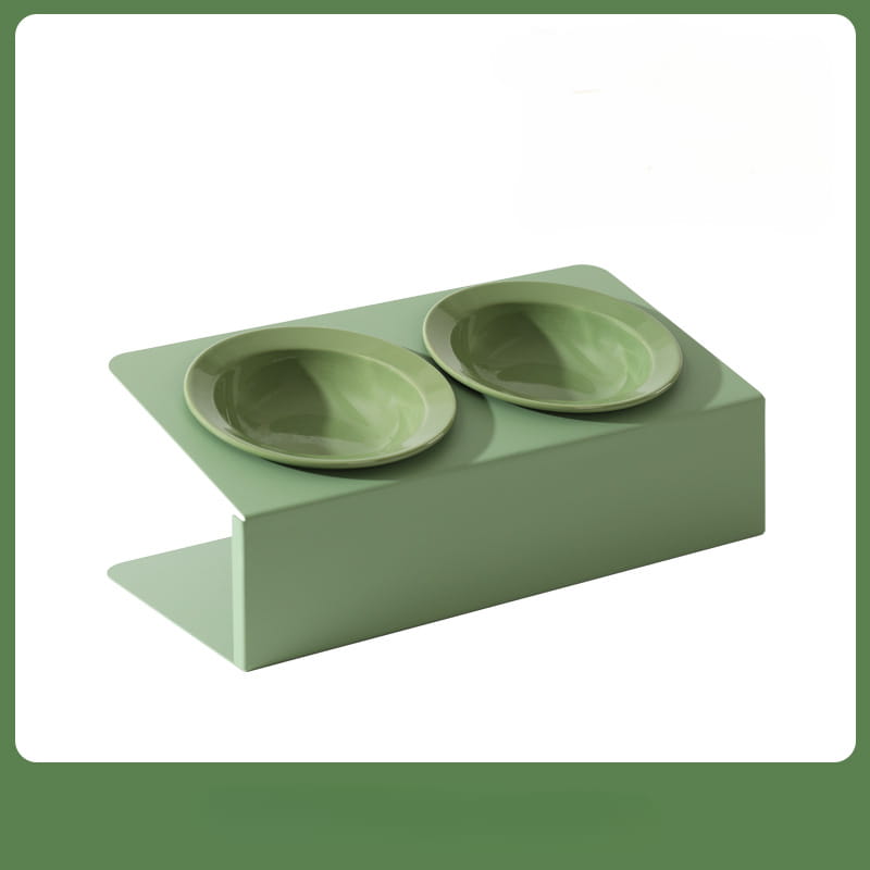 Luxury Matte Metal & Ceramic Pet Dining Station | Heavy Duty Non-Slip Cat & Dog Feeder