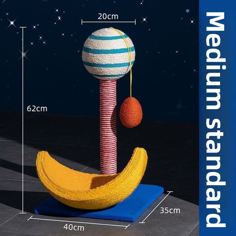 Galaxy Themed Cat Tree Tower with Acrylic Space Capsule - Teddy Velvet & Sisal Scratching Post Activity Center