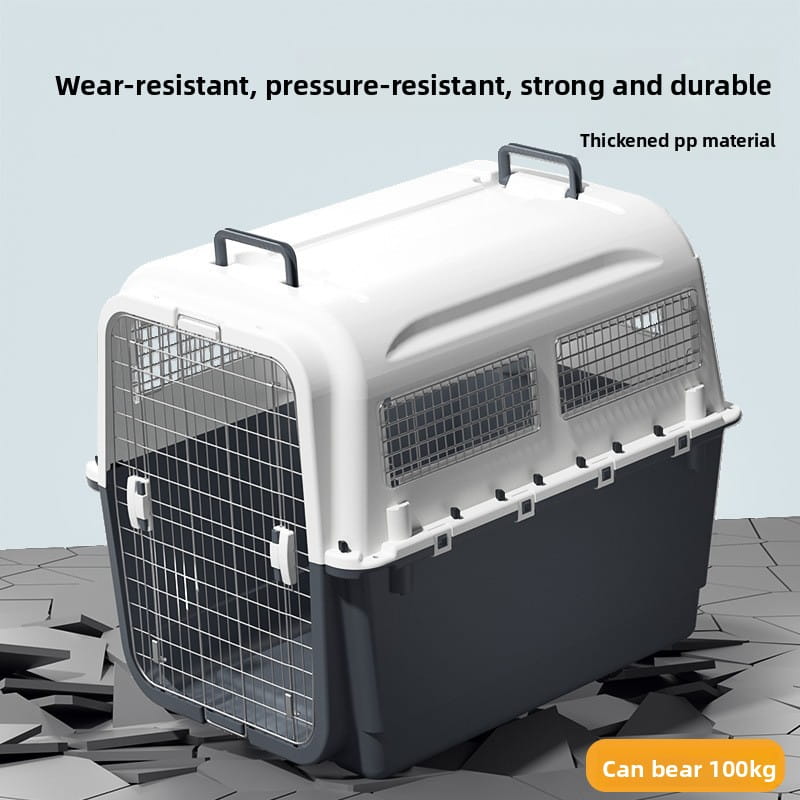 Portable Large Dog Kennel with Wheels - Breathable 4-Sided Ventilation & Impact Resistant Travel Cage