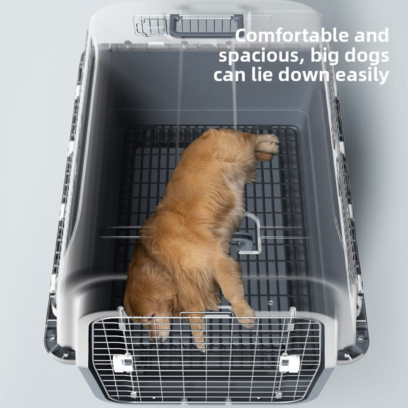 Portable Large Dog Kennel with Wheels - Breathable 4-Sided Ventilation & Impact Resistant Travel Cage