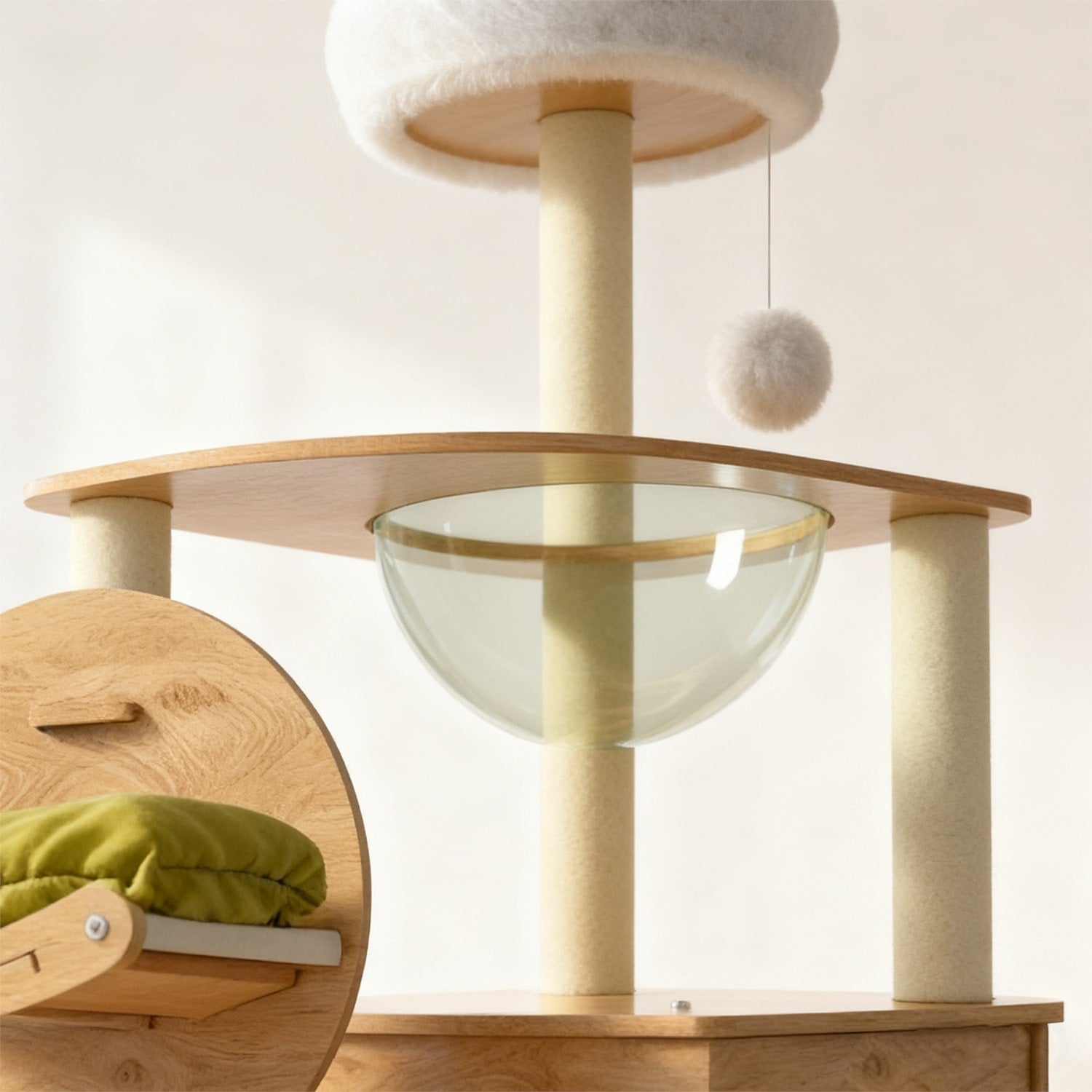 Modern Oxford Cloth Cat Tree Tower with Acrylic Space Capsule & Double Condos