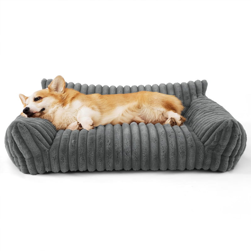 Luxury Soft Plush Pet Furniture - Anti-Anxiety Calming Dog Bed with Removable Cover